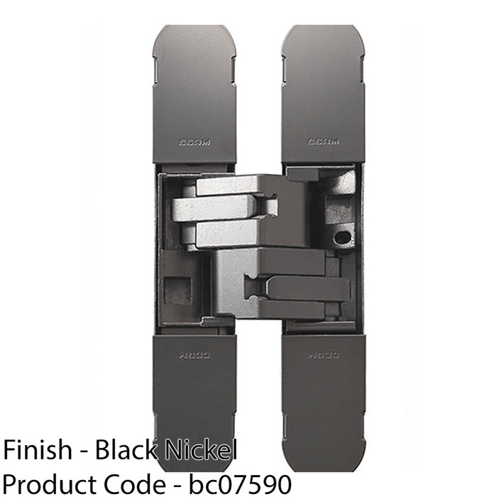 3D Flush Faced Concealed Cabinet Hinge 180 Degree Opening Wardrobe BLACK NICKEL 1