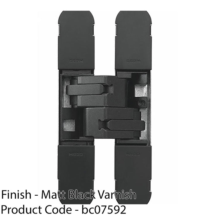 3D Flush Faced Concealed Cabinet Hinge - 180 Degree Opening Wardrobe MATT BLACK 1