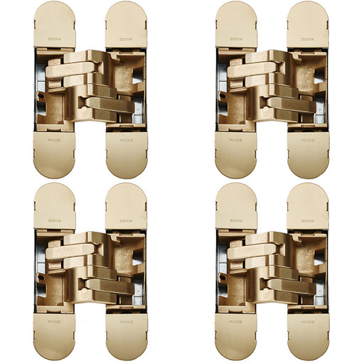 4 PACK 130 x 30mm Flush Concealed Heavy Duty Hinge Unrebated Doors SATIN BRASS