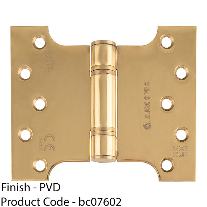 PAIR 102 x 127 x 3mm Parliament Hinge Polished Brass Internal Door 1