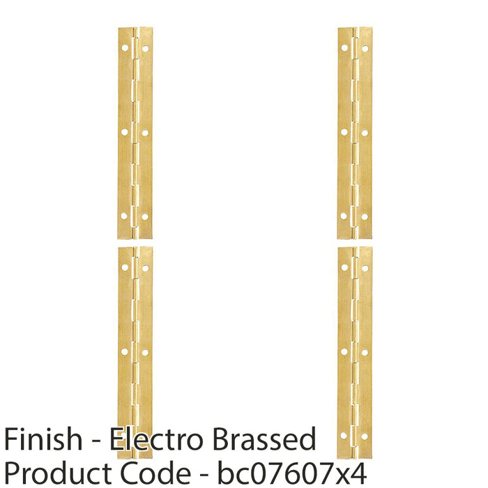 4 PACK 50 Pack 32 x 1829mm Brass Piano Hinge 1.8m Long Hinges Internal Door 1