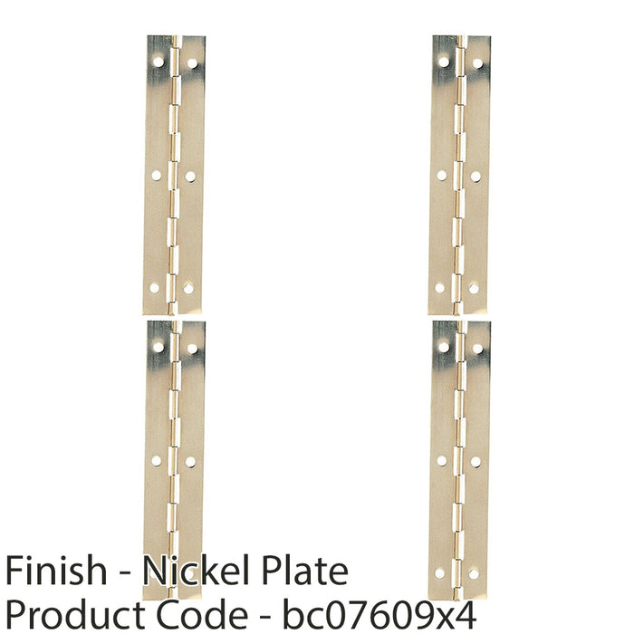 4 PACK 50 Pack 25 x 1829mm Nickel Piano Hinge 1.8m Long Hinges Internal Door 1