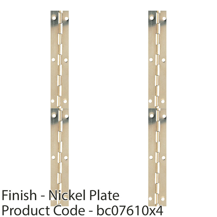 4 PACK 50 Pack 32 x 1829mm Nickel Piano Hinge 1.8m Long Hinges Internal Door 1