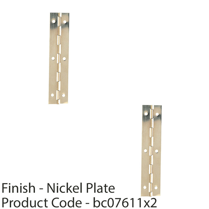 2 PACK 50 Pack 38 x 1829mm Nickel Piano Hinge 1.8m Long Hinges Internal Door 1