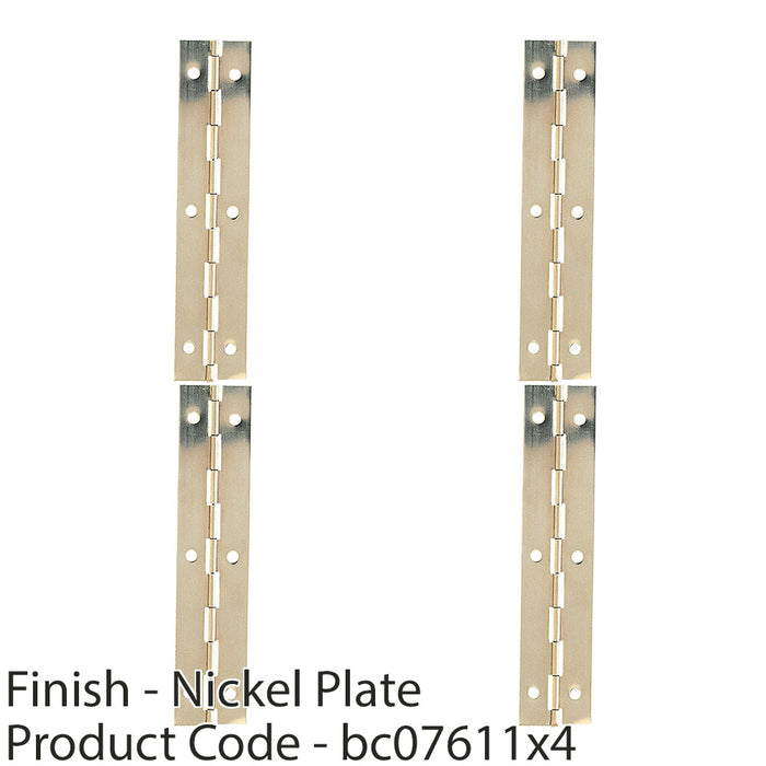 4 PACK 50 Pack 38 x 1829mm Nickel Piano Hinge 1.8m Long Hinges Internal Door 1