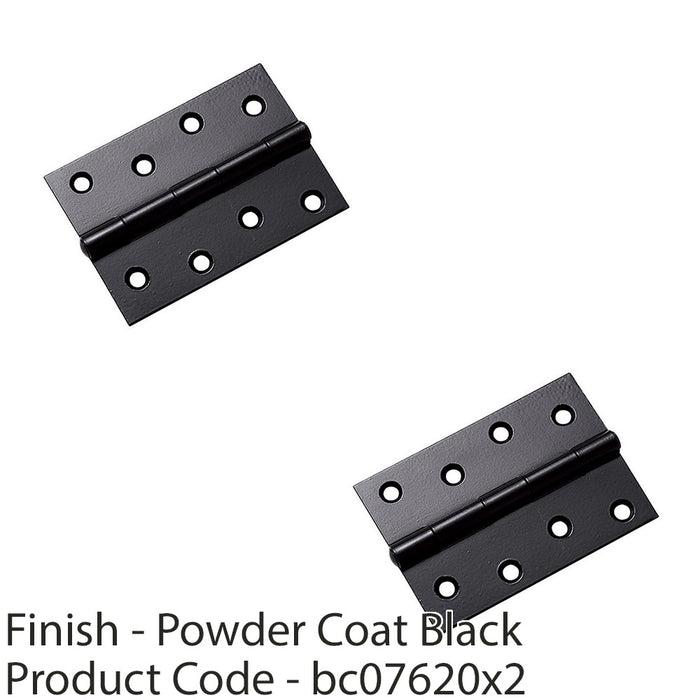 2 PACK Pair 75mm x 50mm Fixed Pin Door Hinge Powder Coated Black Interior 1