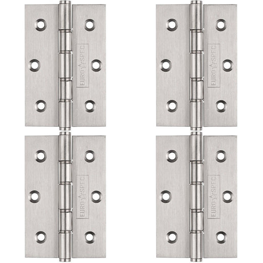 4x PAIR 76 x 51mm Brass Washered Butt Hinge Satin Stainless Steel Internal Door