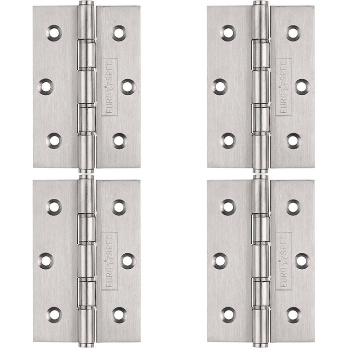 4x PAIR 76 x 51mm Brass Washered Butt Hinge Satin Stainless Steel Internal Door