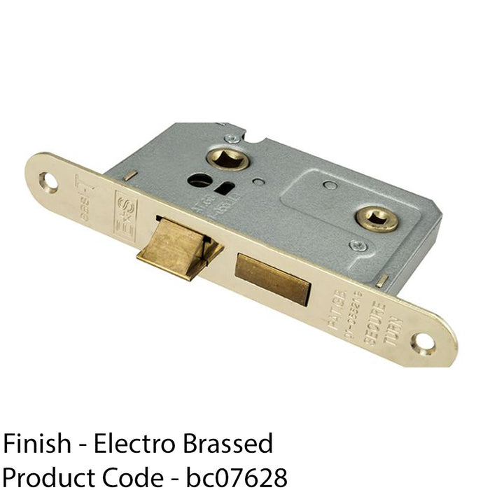 Electro Brass Locking Bathroom Door Sashlock Latch - Radius Forend 76mm Deep 1