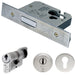 76mm EURO Deadlock & Cylinder Key Thumbturn Kit - Satin Steel Door Lock Pack