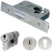76mm EURO Deadlock & Double Cylinder Key Kit - Satin Steel Door Lock Pack