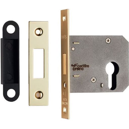 64mm Residential EURO Profile Deadlock - Electro Brassed Fire Door Rated Lock