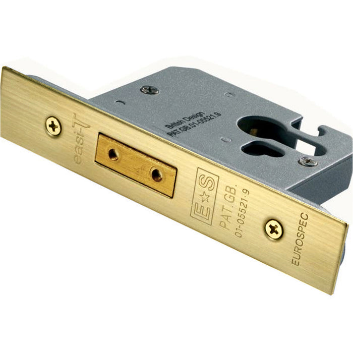 76mm EURO Profile Deadlock - Polished Brass - BS EN 12209 Security Lock