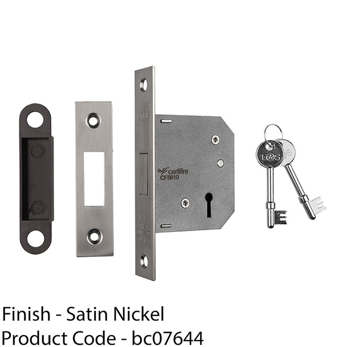 64mm Residential Standard Profile Deadlock - Satin Nickel - BS EN 12209 Lock 1