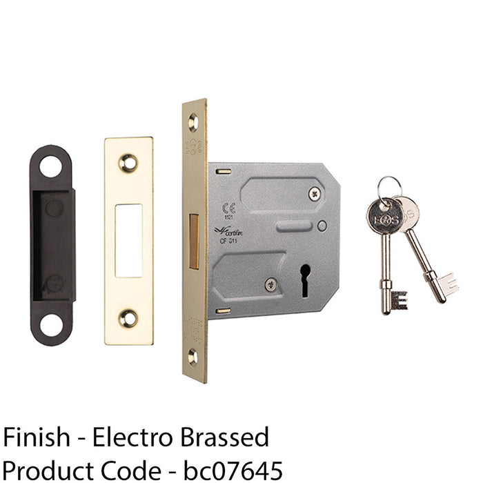 76mm Residential Standard Profile Deadlock - Electro Brass - BS EN 12209 Lock 1