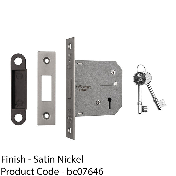 76mm Residential Standard Profile Deadlock - Satin Nickel - BS EN 12209 Lock 1