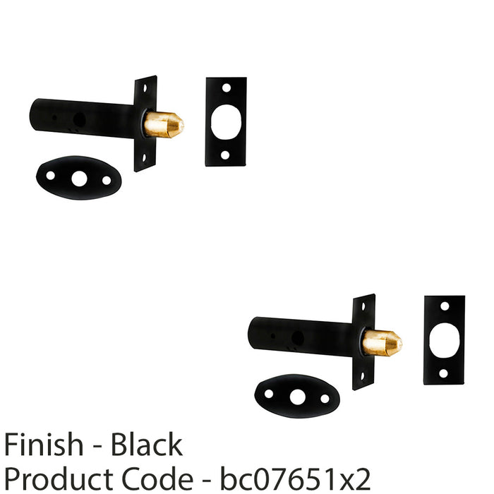 2 PACK Matt Black Internal Door Security Bolt 61mm Length 32mm Fixing Centres 1