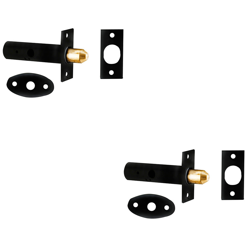 2 PACK Matt Black Internal Door Security Bolt 61mm Length 32mm Fixing Centres