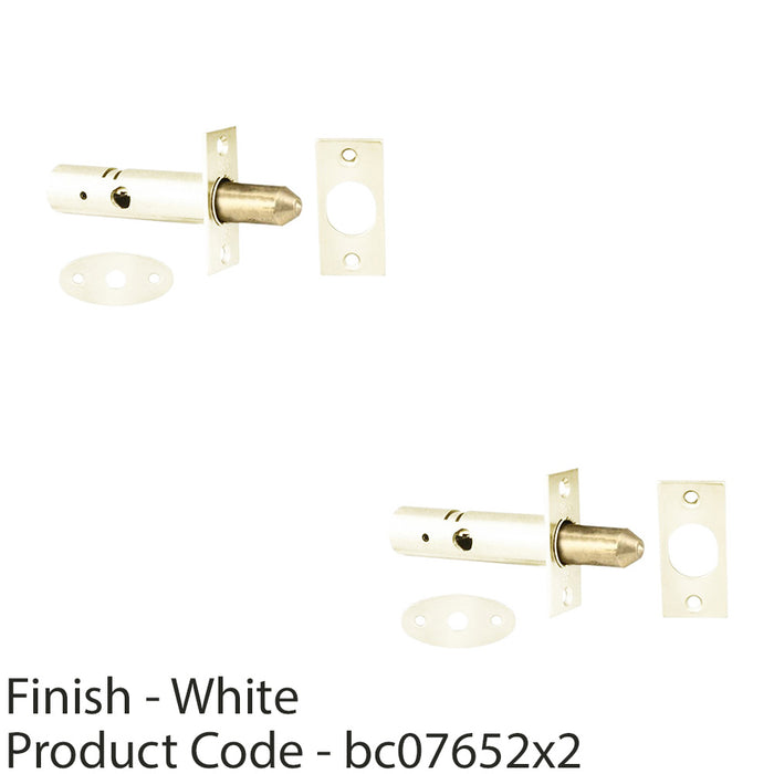 2 PACK White Internal Door Security Bolt 61mm Length 32mm Fixing Centres 1