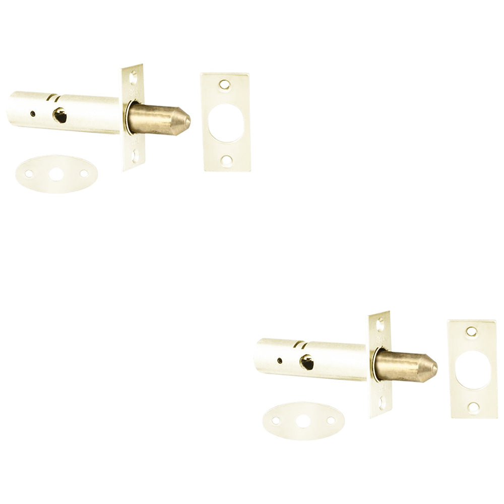 2 PACK White Internal Door Security Bolt 61mm Length 32mm Fixing Centres