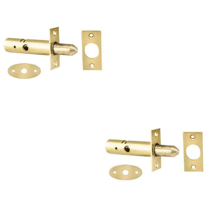 2 PACK Polished Brass Window Security Bolt 36mm Length 33mm Fixing Centres
