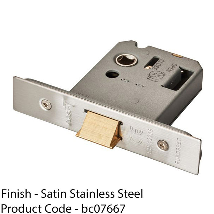 76mm Reversible Flat Latch - Satin Stainless Steel - Radius Forend Internal Door 1