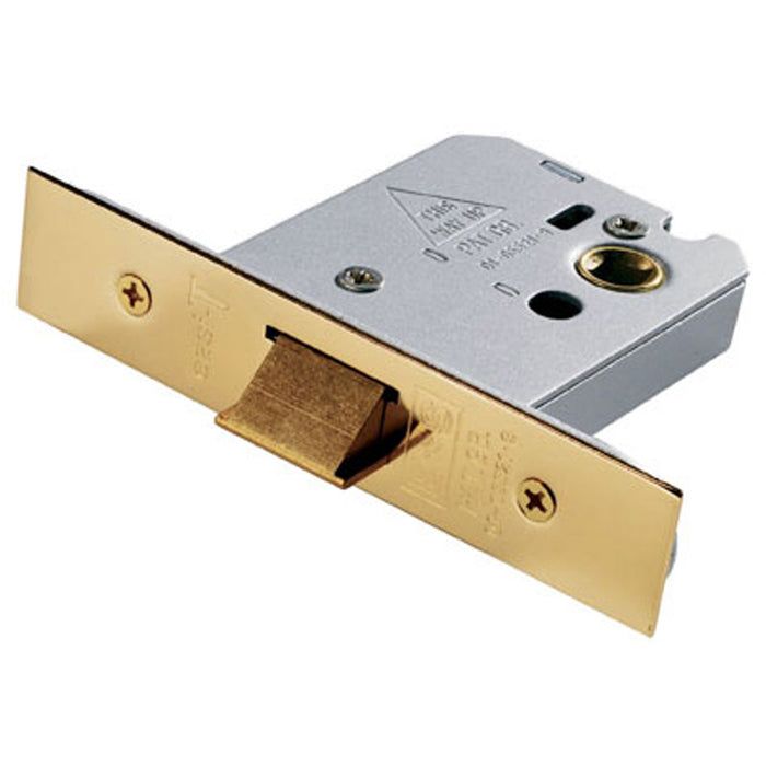 76mm Flat Latch - Electro Brassed - Square Forend Internal Door - Fire Rated
