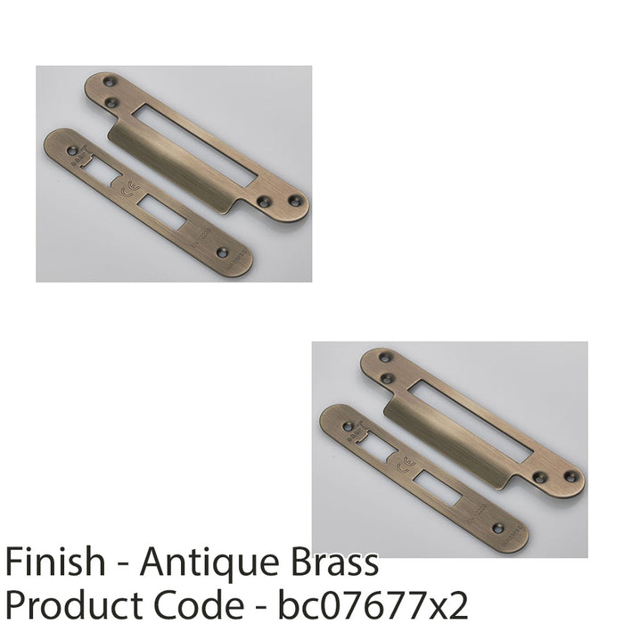 2 PACK Door Frame Forend Strike and Pack for Sashlocks Antique Brass RADIUS 1