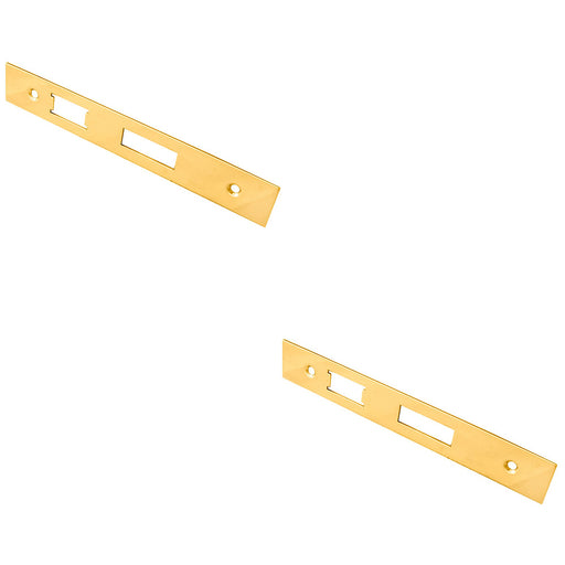 2 PACK Door Frame Forend Strike and Fixing Pack for Sashlocks Brass PVD SQUARE