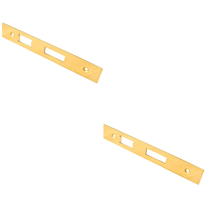 2 PACK Door Frame Forend Strike and Fixing Pack for Sashlocks Brass PVD SQUARE