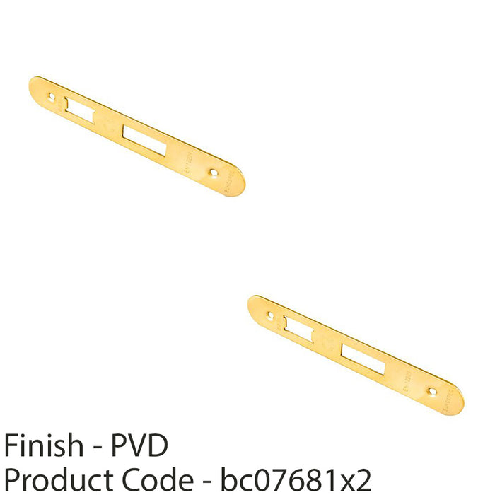 2 PACK Door Frame Forend Strike and Fixing Pack for Sashlocks Brass PVD RADIUS 1