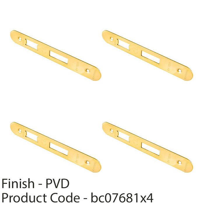 4 PACK Door Frame Forend Strike and Fixing Pack for Sashlocks Brass PVD RADIUS 1