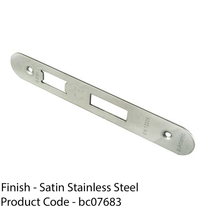 Door Frame Forend Strike and Fixing Pack - for Sashlocks - Satin Steel RADIUS 1