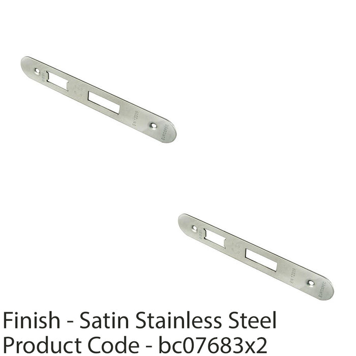 2 PACK Door Frame Forend Strike and Fixing Pack for Sashlocks Satin Steel RADIUS 1