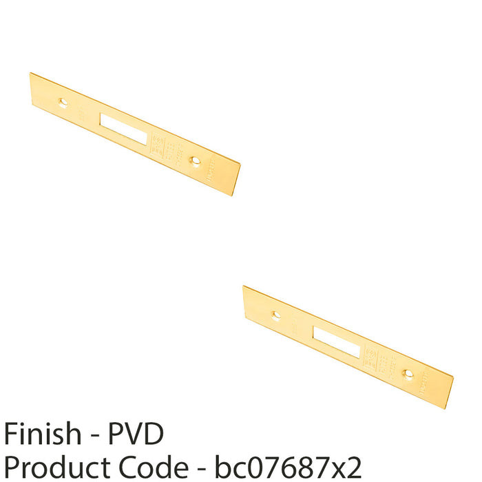 2 PACK Door Frame Forend Strike and Fixing Pack for Deadlocks Brass PVD SQUARE 1