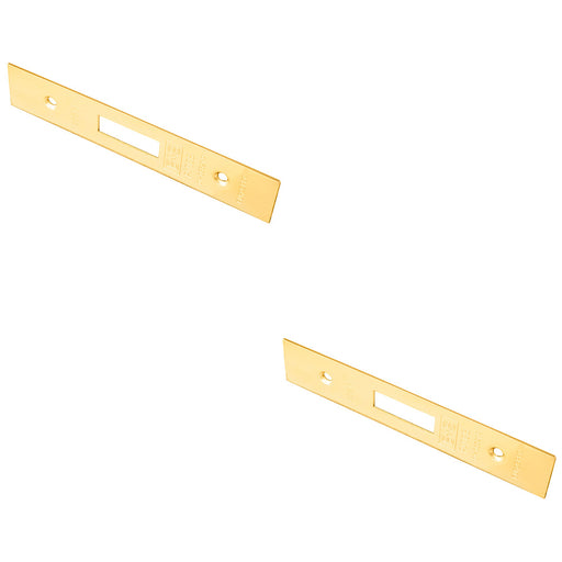 2 PACK Door Frame Forend Strike and Fixing Pack for Deadlocks Brass PVD SQUARE
