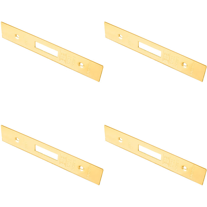 4 PACK Door Frame Forend Strike and Fixing Pack for Deadlocks Brass PVD SQUARE