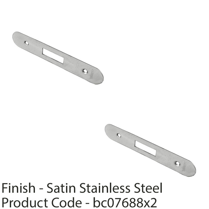 2 PACK Door Frame Forend Strike and Fixing Pack for Deadlocks Satin Steel RADIUS 1