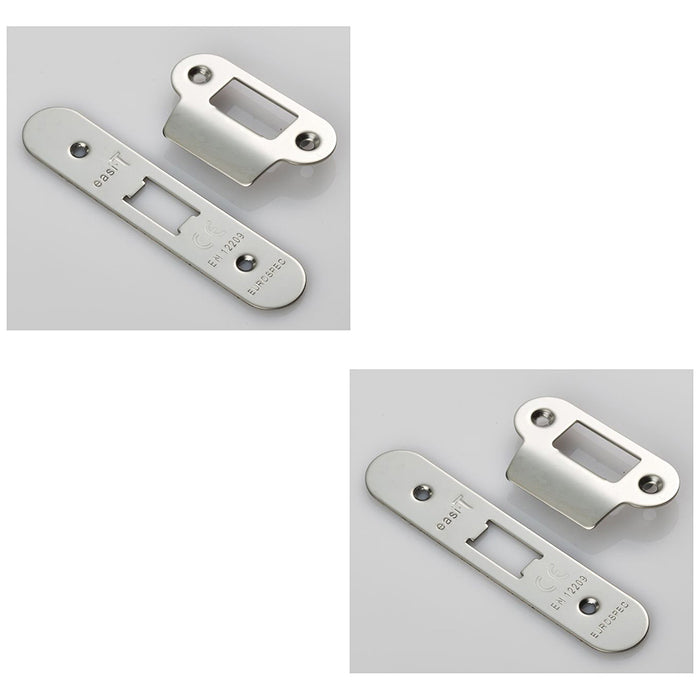 2 PACK Door Frame Forend Strike and Pack for Flat Latches Bright Steel RADIUS