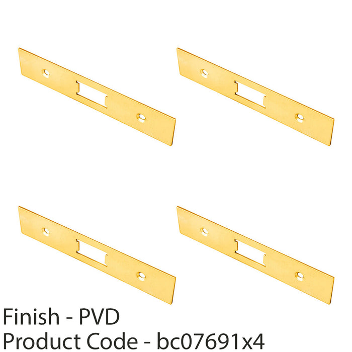 4 PACK Door Frame Forend Strike and Pack for Flat Latches Brass PVD SQUARE 1