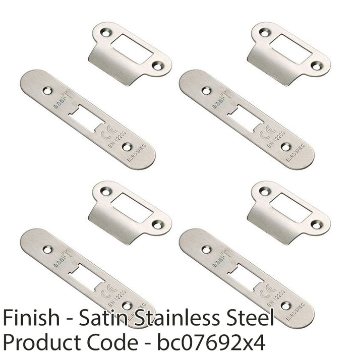 4 PACK Door Frame Forend Strike and Pack for Flat Latches Satin Steel RADIUS 1