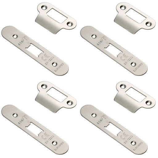 4 PACK Door Frame Forend Strike and Pack for Flat Latches Satin Steel RADIUS