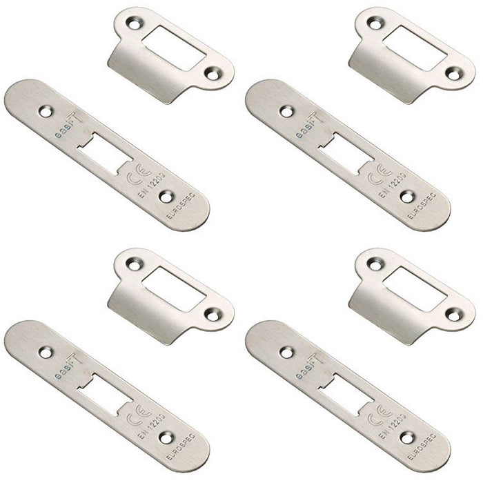 4 PACK Door Frame Forend Strike and Pack for Flat Latches Satin Steel RADIUS