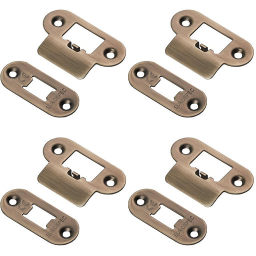 4 PACK Forend Strike and Pack for HEAVY DUTY Tubular Latch Antique Brass RADIUS