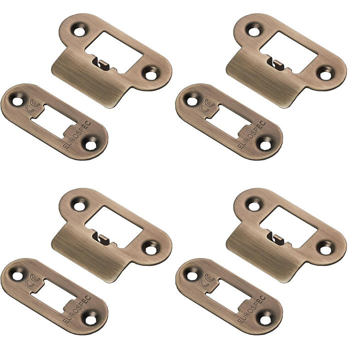 4 PACK Forend Strike and Pack for HEAVY DUTY Tubular Latch Antique Brass RADIUS