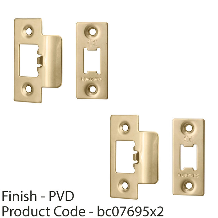 2 PACK Forend Strike and Pack for HEAVY DUTY Tubular Latch Brass PVD SQUARE 1