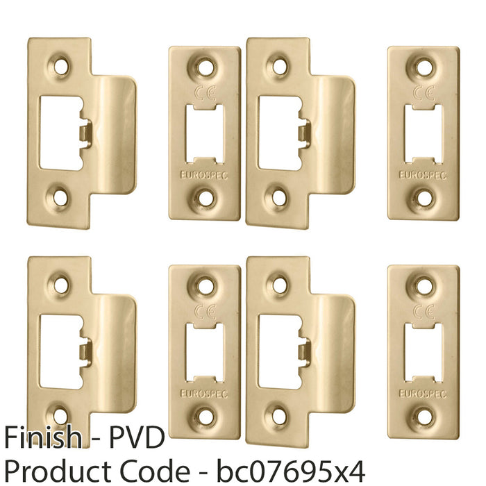 4 PACK Forend Strike and Pack for HEAVY DUTY Tubular Latch Brass PVD SQUARE 1