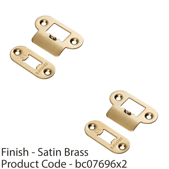 2 PACK Forend Strike and Pack for HEAVY DUTY Tubular Latch Satin Brass RADIUS 1