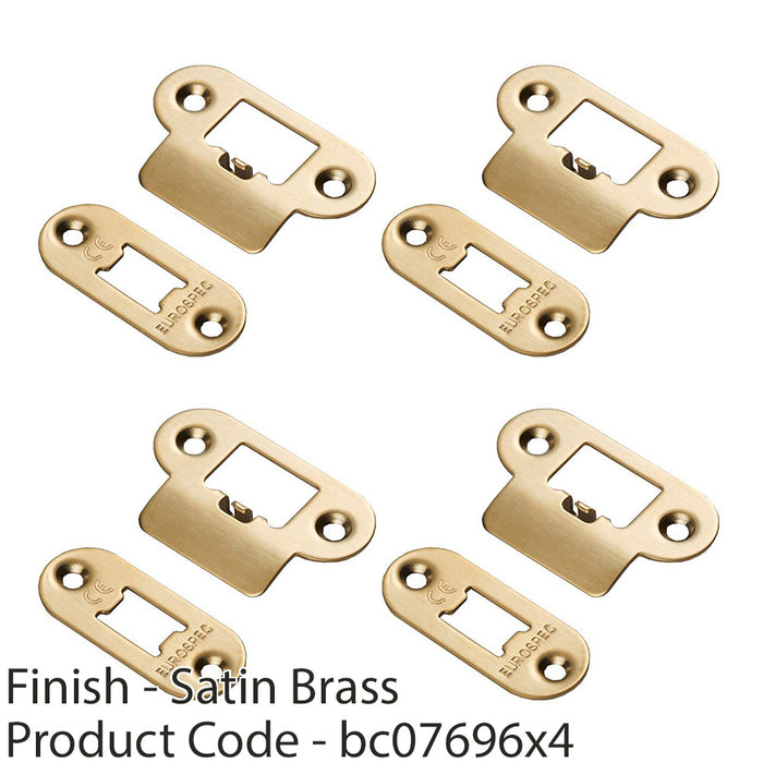 4 PACK Forend Strike and Pack for HEAVY DUTY Tubular Latch Satin Brass RADIUS 1