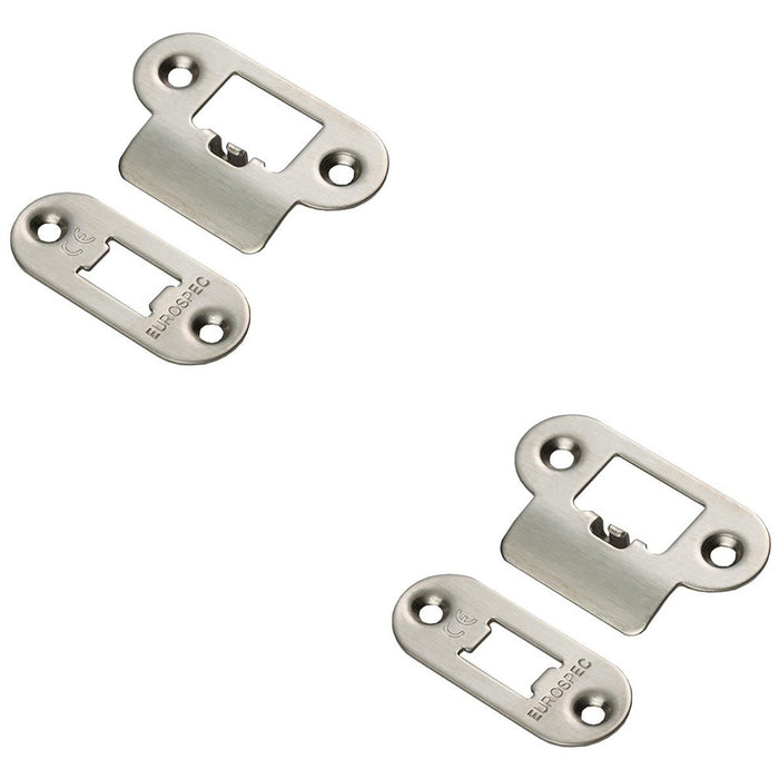 2 PACK Forend Strike and Pack for HEAVY DUTY Tubular Latch Satin Steel RADIUS